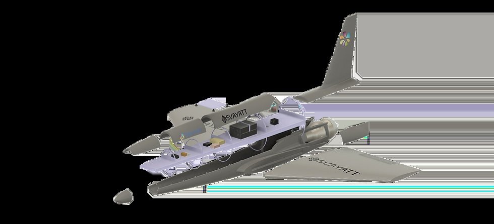Paninian's SVAYATT-M1 exploded render showing the integrated turbofan powerplant