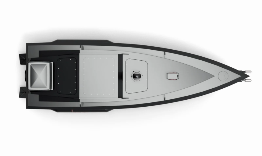 Top-down view of Parshu Tactical Defence autonomous unmanned surface vessel