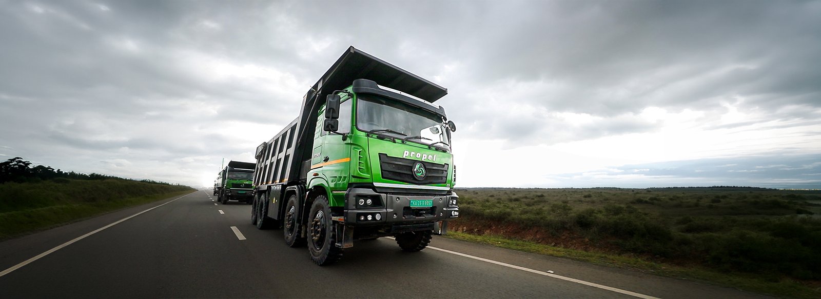 Propel Industries electric dumper truck on the road