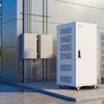 PURE Energy's PuREPower commercial storage cabinets outside an industrial building, as shown on the company's website.