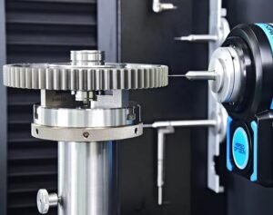 A precision gear made by RACL Geartech under measurement at its Noida facility