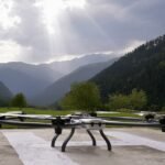 Raphe mPhibr heavy-lift logistics UAV on a mountain helipad