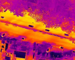 Thermal heat-map of an urban area as seen by SatLeo thermal sensors