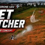 Saubha Aerial Systems' net-catcher drone deploying a net mid-flight in a proof-of-concept test