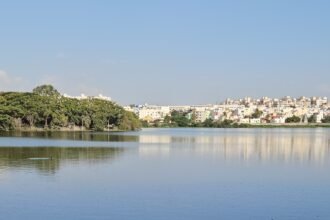 SCRUB Robotics autonomous lake-cleaning boat on a Bengaluru lake
