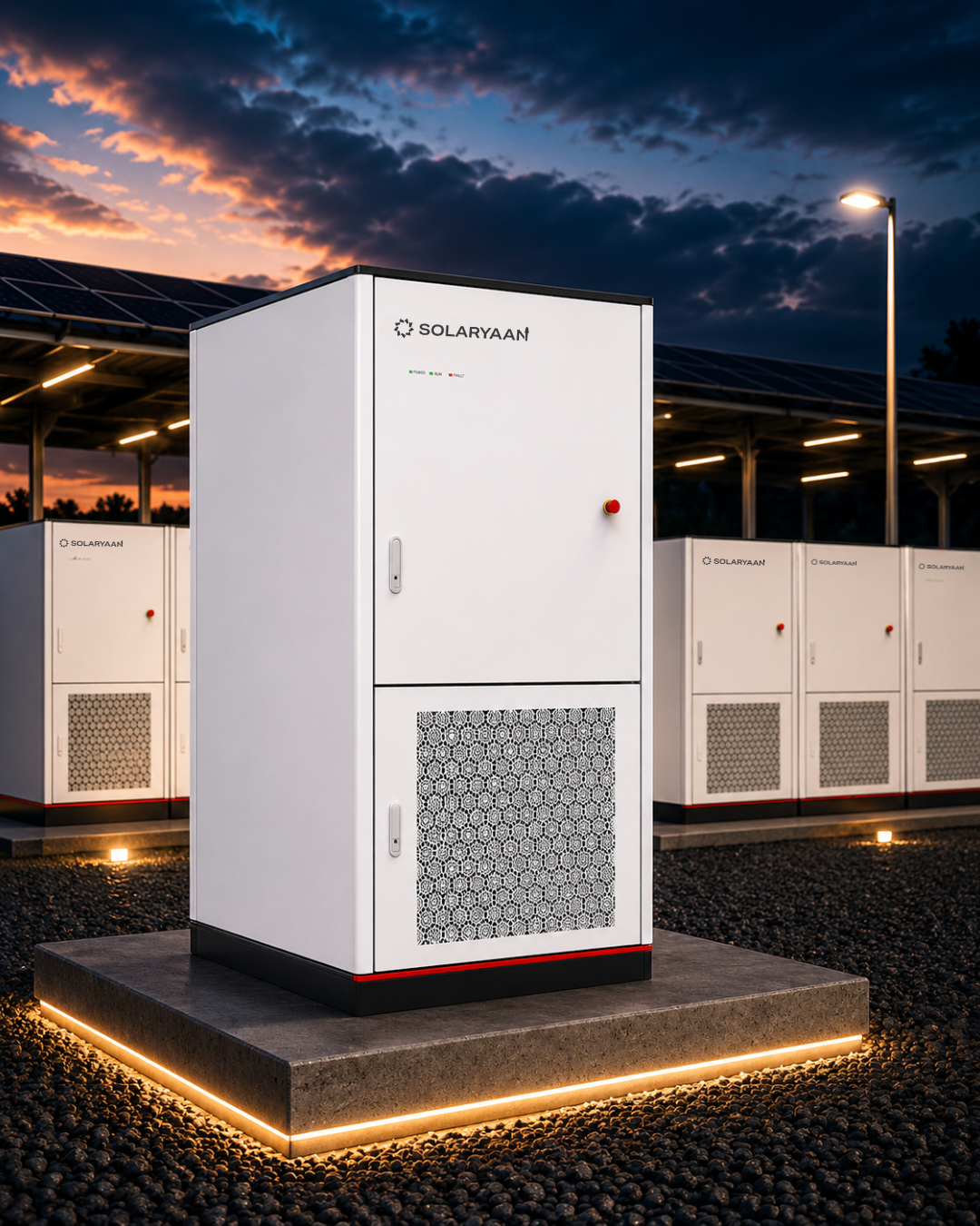 Solaryaan battery energy storage cabinets at a solar site