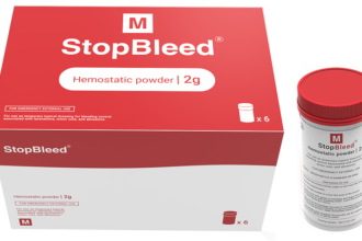 StopBleed haemostatic powder box and bottle, the Bengaluru startup Miraqules' anti-bleeding product