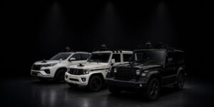 Swaayatt Robots sensor-fitted test vehicles: a Fortuner, a Bolero and a Thar