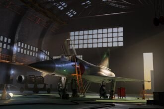 Mirage 2000 in a hangar, from Threye Interactive visualisation