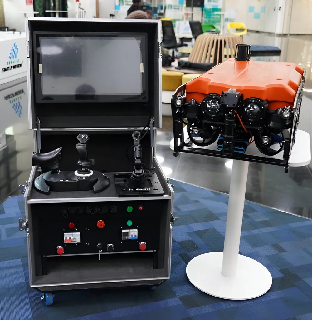 EyeROV TROUT underwater ROV with its portable control station