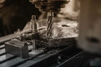CNC milling cutter shaping a precision metal component