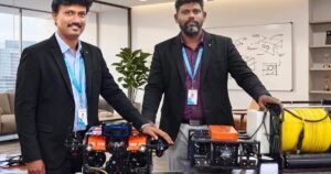 Vikra Ocean Tech's remotely operated vehicles with their founders in Chennai