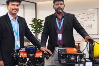 Vikra Ocean Tech's remotely operated vehicles with their founders in Chennai