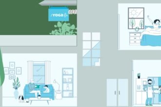 YOGa Clean Air Bubble unit mounted outside a home, with clean-air rooms inside